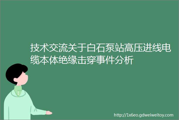 技术交流关于白石泵站高压进线电缆本体绝缘击穿事件分析